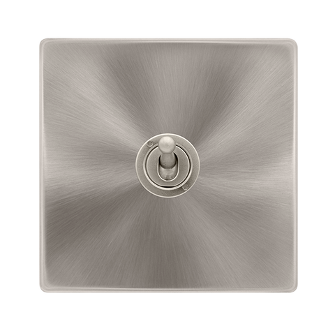 Screwless Plate Brushed Steel 10A 1 Gang 2 Way Toggle Light Switch