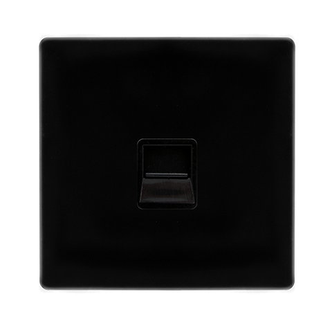 Screwless Plate Black Metal Single Telephone Master Outlet - Black Trim