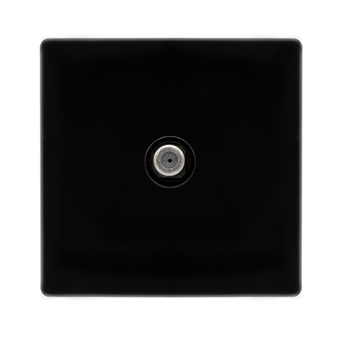 Screwless Plate Black Metal Non-Isolated Single Satellite Outlet -  Black Trim