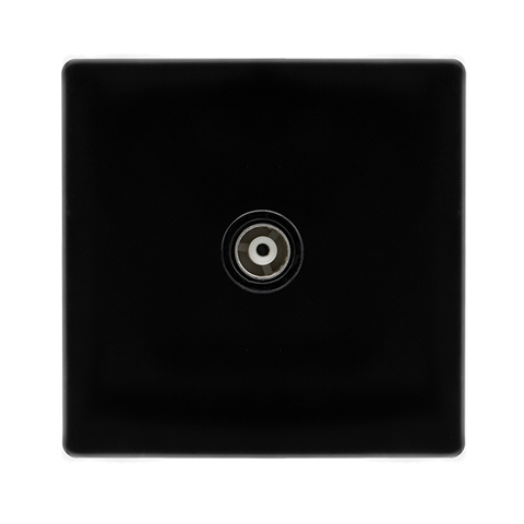 Screwless Plate Black Metal Single Isolated Coaxial Outlet -  Black Trim