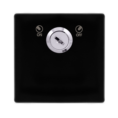 Screwless Plate Black Metal 20A Double Pole Key Lockable Switch - Black Trim