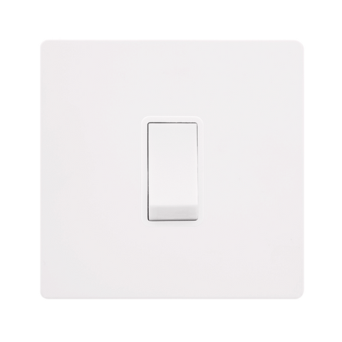 Screwless Plate White Metal 10A   1 Gang 2 Way Light Switch - White Trim