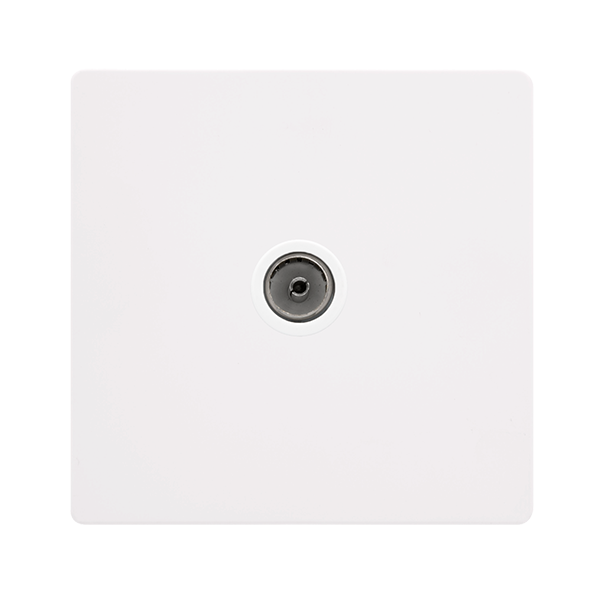 Screwless Plate White Metal Single Non-Isolated Coaxial Outlet - White ...