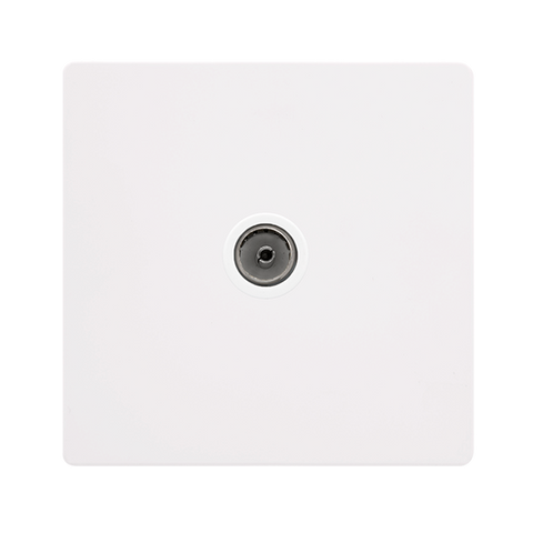 Screwless Plate White Metal Single Non-Isolated Coaxial Outlet - White Trim