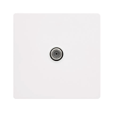 Screwless Plate White Metal Non-Isolated Single Satellite Outlet - White Trim