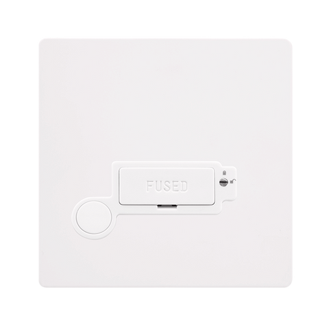 Screwless Plate White Metal 13A Lockable Connection Unit With Optional Flex Outlet - White Trim