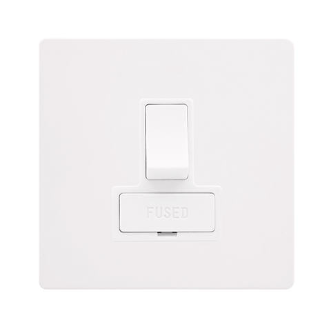 Screwless Plate White Metal 13A Switched Fused Connection Unit - White Trim