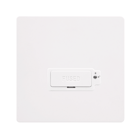 Screwless Plate White Metal 13A Lockable  Fused Connection Unit - White Trim