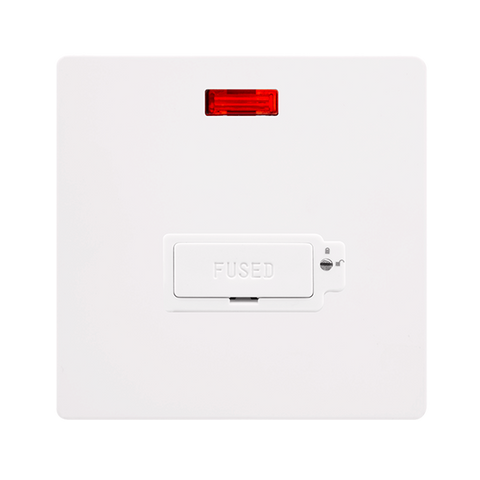 Screwless Plate White Metal 13A Lockable  Fused Connection Unit With Neon - White Trim