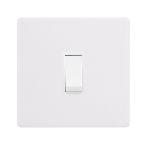 Screwless Plate Polar White 10A   1 Gang Intermediate Light Switch - White Insert