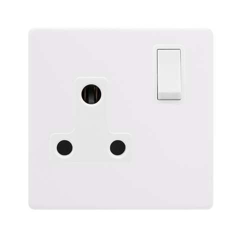 Screwless Plate Polar White 15A Round Pin Switched Plug Socket - White Insert