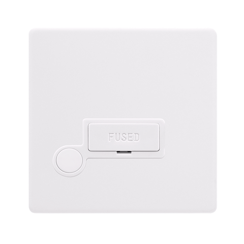 Screwless Plate Polar White 13A Fused Spur Unit With Optional Flex Outlet - White Insert