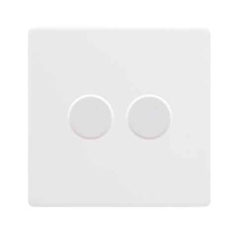 Screwless Plate Polar White 2 Gang 2 Way LED 100W Trailing Edge Dimmer Light Switch