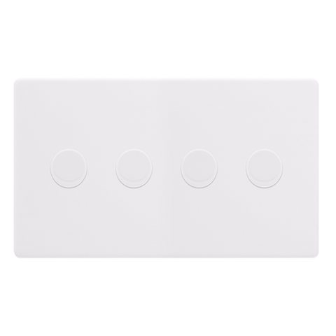 Screwless Plate Polar White 4 Gang 2 Way LED 100W Trailing Edge Dimmer Light Switch