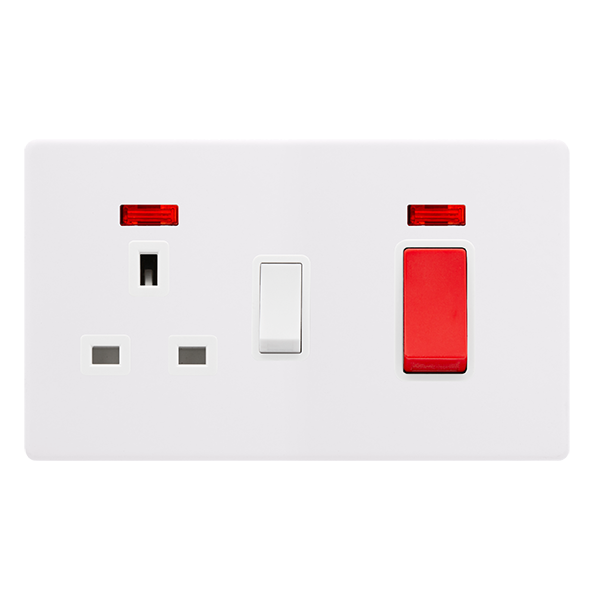 Screwless Plate Polar White 50A Double Pole Switch With 13A Double Pol ...