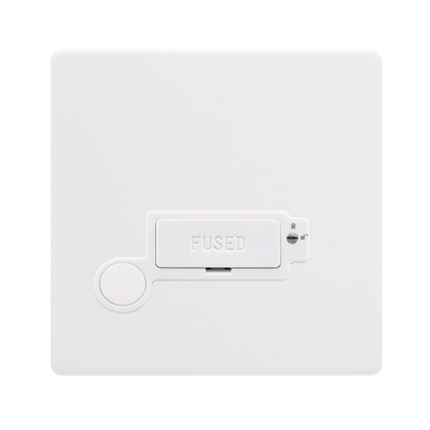 Screwless Plate Polar White 13A Lockable Connection Unit With Optional Flex Outlet - White Insert