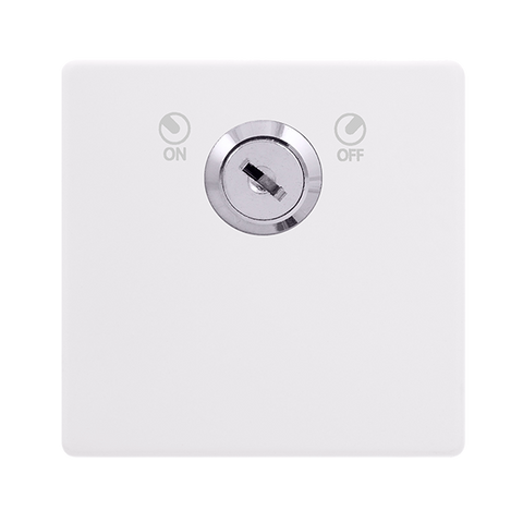 Screwless Plate Polar White 20A Double Pole Key Lockable Switch - Polar White Cover Plate - Screwless