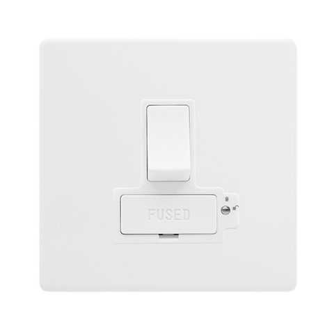 Screwless Plate Polar White 13A Lockable Switched Fused Spur Unit - White Insert