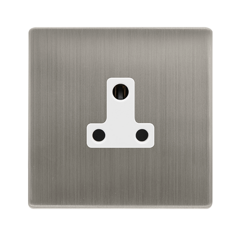 Screwless Plate Stainless Steel 5A Round Pin Socket - White Trim - SE Home