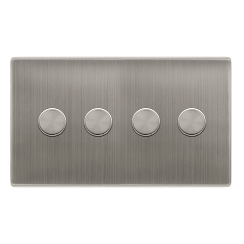 Screwless Plate Stainless Steel 4 Gang 2 Way LED 100W Trailing Edge Dimmer Light Switch