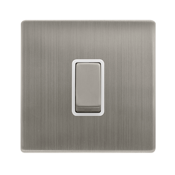 Screwless Plate Stainless Steel 10A Ingot 1 Gang 2 Way Switch - White ...