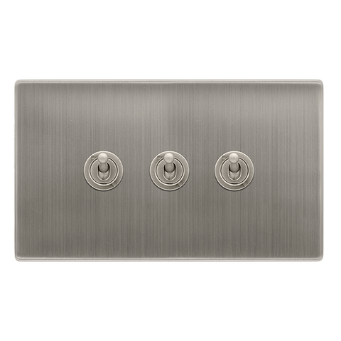 Screwless Plate Stainless Steel 10A 3 Gang 2 Way Toggle Light Switch