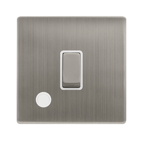 Screwless Plate Stainless Steel 20A Ingot Double Pole Switch With Flex Outlet - White Trim