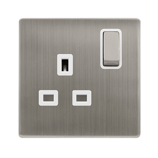 Screwless Plate Stainless Steel 13A Ingot 1 Gang DP Switched Plug Sock ...