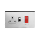 Screwless Polished Chrome 45A Cooker control with Socket - SE Home