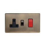 Screwless Antique Brass 45A Cooker control Switch - SE Home