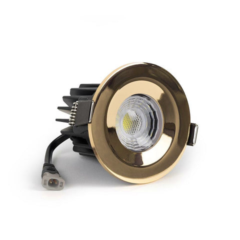 Polished Brass CCT Fire Rated LED Dimmable 10W IP65 Downlight - SE Home