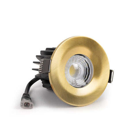 LED Downlights Brushed Brass CCT Fire Rated LED Dimmable 10W IP65 Downlight