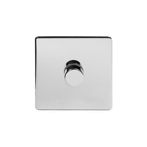 Screwless Polished Chrome - Black Trim - Slim Plate Screwless Polished Chrome 1 Gang 2 Way Intelligent Trailing Dimmer Light Switch