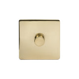 Screwless Brushed Brass - White Trim - Slim Plate Screwless Brushed Brass 1 Gang 2 Way Intelligent Trailing Dimmer Light Switch