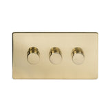 Screwless Brushed Brass 3 Gang 2 Way Intelligent Trailing Dimmer Light Switch - SE Home
