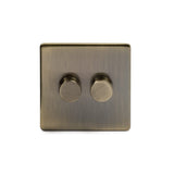 Screwless Antique Brass 2 Gang 2 Way Intelligent Trailing Dimmer Light Switch - SE Home