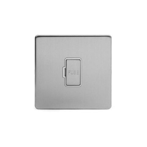 Screwless Brushed Chrome 13A Double Pole Unswitched Fuse Connection Unit - SE Home