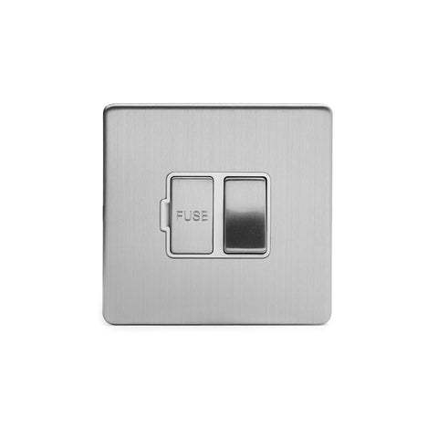 Screwless Brushed chrome 13A Double Pole Switched Fuse Connection Unit - SE Home