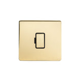 Screwless Brushed Brass - Black Trim - Slim Plate Screwless Brushed Brass 13A Double Pole Unswitched Fuse Connection Unit