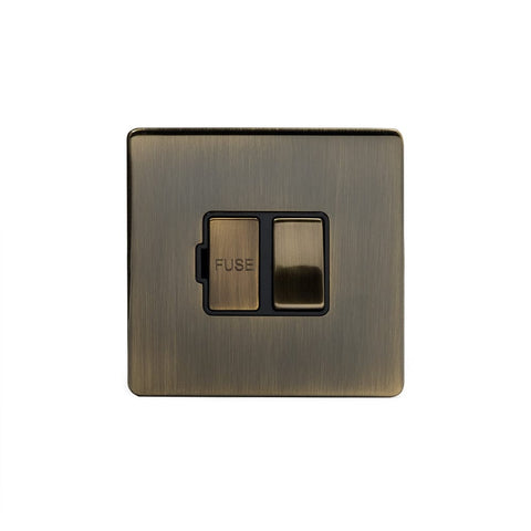 Screwless Antique Brass 13A Double Pole Switched Fuse Connection Unit - SE Home