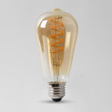 4w E27 ES Vintage Edison ST64 LED Light Bulb 1800K Spiral Filament Teardrop Dimmable - SE Home