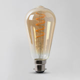 4w B22 Vintage Edison ST64 LED Light Bulb 1800K Spiral Filament Teardrop Dimmable - SE Home