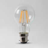 8w B22 GLS LED Light Bulb 3000K Standard Straight Filament Dimmable - SE Home