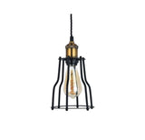 Denman Cone Industrial Black Cage Pendant Light - SE Home