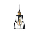 Pendant Lights Denman Cone Industrial Black Cage Pendant Light