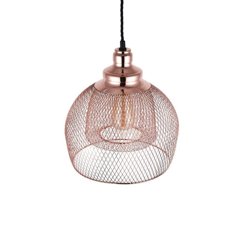 Pendant Lights Cambridge Rose Gold Metal Mesh Pendant Light