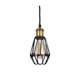 Pendant Lights Denman Industrial Black Caged Teardrop Pendant Light