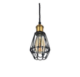 Denman Industrial Black Caged Teardrop Pendant Light - SE Home