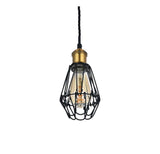 Pendant Lights Denman Industrial Black Caged Teardrop Pendant Light