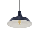 Hand Painted Iron Pendant Lights Large Argyll Industrial Pendant Light Squid Ink Navy Blue